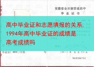 高中毕业证和志愿填报的关系,1994年高中毕业证的成绩是高考成绩吗