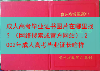 成人高考毕业证书图片在哪里找？（网络搜索或官方网站）,2002年成人高考毕业证长啥样
