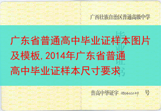 广东省普通高中毕业证样本图片及模板,2014年广东省普通高中毕业证样本尺寸要求